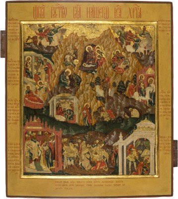 Picture SEHR FEINE UND DETAILREICHE IKONE MIT DEN GESCHEHNISSEN UM DIE GEBURT CHRISTI