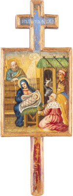 Auction 138<br>DOPPELSEITIGE PROZESSIONS-IKONE MIT DER GEBURT UND TAUFE CHRISTI