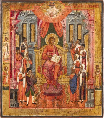 Picture GROSSE UND SELTENE IKONE MIT DEM ZWÖLFJÄHRIGEN CHRISTUS IM TEMPEL