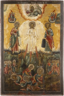 Auction 138<br>MONUMENTALE IKONE MIT DER VERKLÄRUNG CHRISTI AUS EINER KIRCHEN-IKONOSTASE