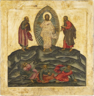 Auction 138<br>GROSSFORMATIGE IKONE MIT DER VERKLÄRUNG CHRISTI AUS EINER KIRCHEN-IKONOSTASE