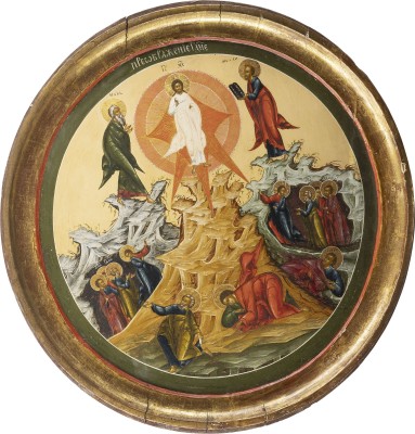Auction 138<br>GROSSFORMATIGE IKONE MIT DER VERKLÄRUNG CHRISTI AUS EINER KIRCHEN-IKONOSTASE