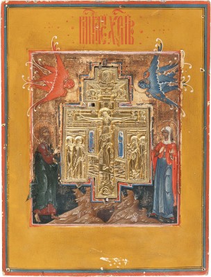 Bild STAUROTHEK MIT DER KREUZIGUNG CHRISTI UND ZWEI HEILIGEN
