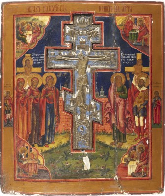 Bild GROSSFORMATIGE STAUROTHEK MIT DER KREUZIGUNG CHRISTI UND DEN VIER EVANGELISTEN