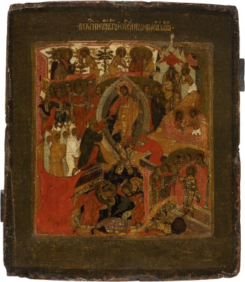Picture SEHR FEINE IKONE MIT DER HÖLLENFAHRT CHRISTI UND DER BEFREIUNG DER VORVÄTER AUS DEM HADES