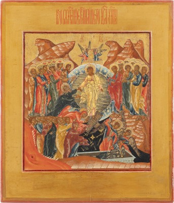 Bild IKONE MIT DER HÖLLENFAHRT CHRISTI UND DER BEFREIUNG DER VORVÄTER AUS DEM HADES