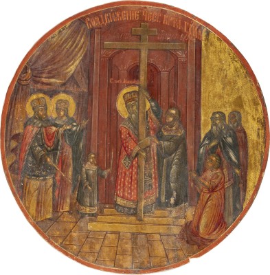Auktion 138<br>GROSSE IKONE MIT DER ERHÖHUNG DES WAHREN KREUZES