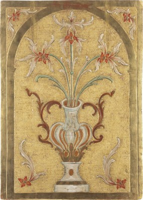 Auction 138<br>TAFEL MIT BLUMEVASEN-MOTIV AUS EINER KIRCHEN-IKONOSTASE
