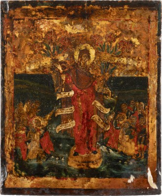 Auction 138<br>IKONE MIT DER GOTTESMUTTER 'FREUDE ALLER LEIDENDEN'