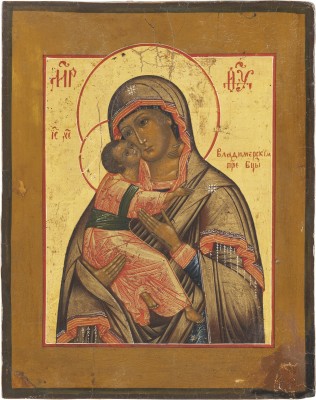 Auktion 138<br>KLEINE IKONE MIT DER GOTTESMUTTER VON WLADIMIR (WLADIMIRSKAJA)