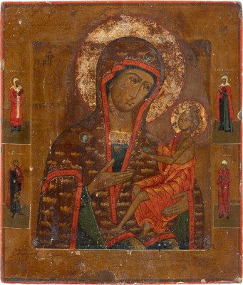 Auction 138<br>IKONE MIT DER GOTTESMUTTER 'O VSEPETAJA MATI' (OH DU VON ALLEN GEPRIESENE MUTTER)