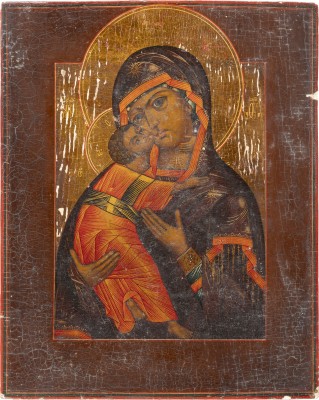 Auction 138<br>KLEINE IKONE MIT DER GOTTESMUTTER VON WLADIMIR (WLADIMIRSKAJA)