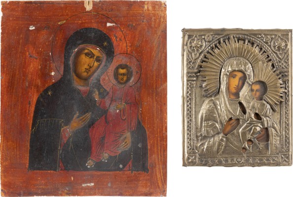 Auction 138<br>ZWEI IKONEN MIT GNADENBILDERN DER GOTTESMUTTER