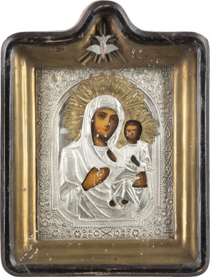 Picture IKONE MIT DER GOTTESMUTTER VON SMOLENSK (SMOLENSKAJA) MIT OKLAD IM KIOT