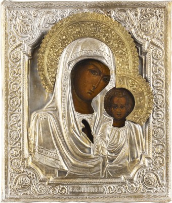 Picture IKONE MIT DER GOTTESMUTTER VON KASAN (KASANSKAJA) MIT OKLAD