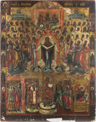 Picture MONUMENTALE IKONE MIT DEM SCHLEIERWUNDER DER GOTTESMUTTER (POKROW)