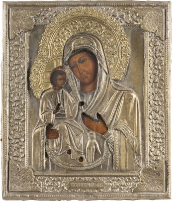 Picture IKONE MIT DER DREIHÄNDIGEN GOTTESMUTTER (TRICHEIROUSA) MIT OKLAD