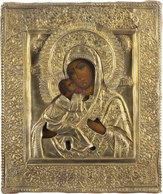 Bild IKONE MIT DER GOTTESMUTTER VON WLADIMIR (WLADIMIRSKAJA) MIT OKLAD