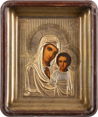 Bild IKONE MIT DER GOTTESMUTTER VON KASAN (KASANSKAJA) MIT OKLAD IM KIOT