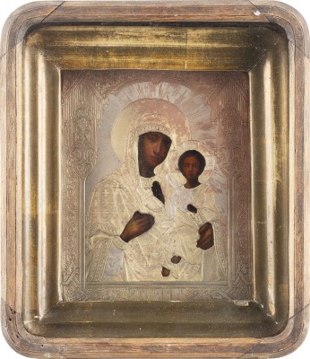 Bild IKONE MIT DER GOTTESMUTTER VON SMOLENSK (SMOLENSKAJA) MIT OKLAD IM KIOT