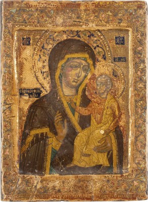 Auction 138<br>KLEINE IKONE MIT DER GOTTESMUTTER 'DER SIEBEN SEEN' (SEDMIEZERNAJA)