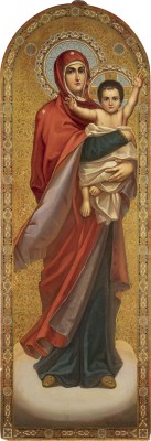 Auktion 138<br>MONUMENTALE SIGNIERTE IKONE MIT DER GOTTESMUTTER VASNETSOVSKAJA AUS EINER KIRCHEN-IKONOSTASE