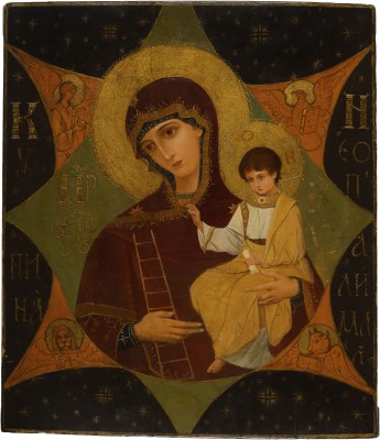 Bild GROSSE JUGENDSTIL-IKONE MIT DER GOTTESMUTTER 'UNVERBRENNBARER DORNBUSCH'