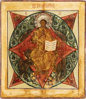 Auction 138<br>IKONE MIT DEM THRONENDEN CHRISTUS INMITTEN DER ENGELSMÄCHTE