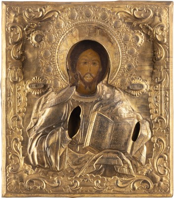 Auction 138<br>IKONE MIT CHRISTUS PANTOKRATOR MIT OKLAD