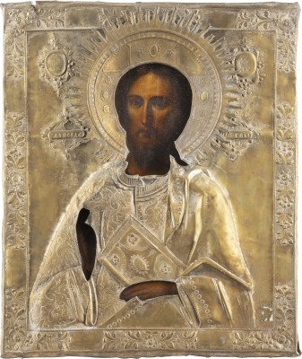 Auction 138<br>IKONE MIT CHRISTUS PANTOKRATOR MIT OKLAD
