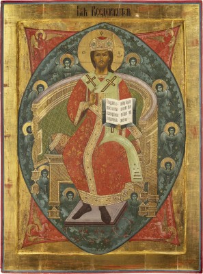 Picture MONUMENTALE IKONE MIT DEM THRONENDEN CHRISTUS INMITTEN DER ENGELSMÄCHTE