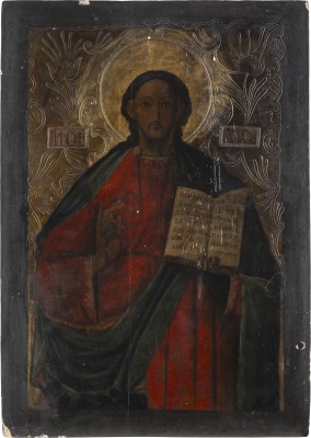 Auction 138<br>MONUMENTALE DATIERTE IKONE MIT CHRISTUS PANTOKRATOR AUS EINER KIRCHEN-IKONOSTASE
