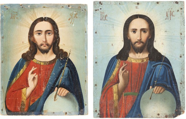 Auction 138<br>ZWEI KLEINE IKONEN MIT CHRISTUS PANTOKRATOR