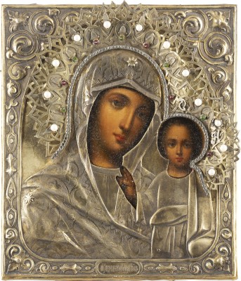 Auction 138<br>GOTTESMUTTER VON KASAN (KASANSKAJA) MIT VERMEIL-OKLAD