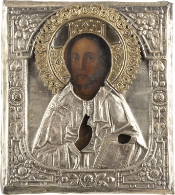 Auction 138<br>IKONE MIT CHRISTUS PANTOKRATOR MIT OKLAD