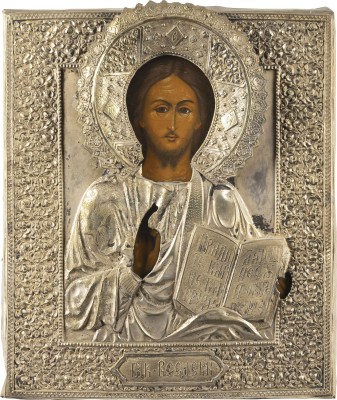 Picture IKONE MIT CHRISTUS PANTOKRATOR MIT OKLAD