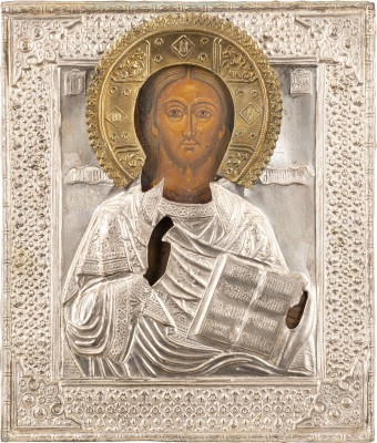 Picture IKONE MIT CHRISTUS PANTOKRATOR MIT OKLAD