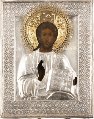 Picture IKONE MIT CHRISTUS PANTOKRATOR MIT OKLAD