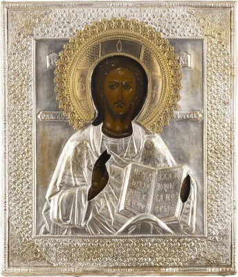 Picture IKONE MIT CHRISTUS PANTOKRATOR MIT OKLAD