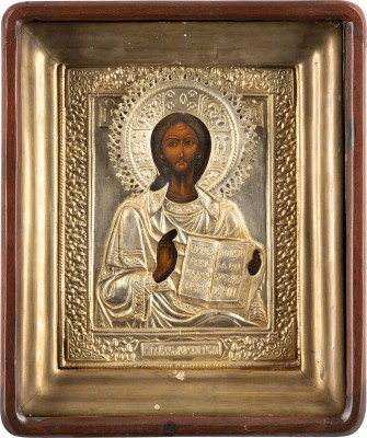 Picture IKONE MIT CHRISTUS PANTOKRATOR MIT OKLAD IM KIOT