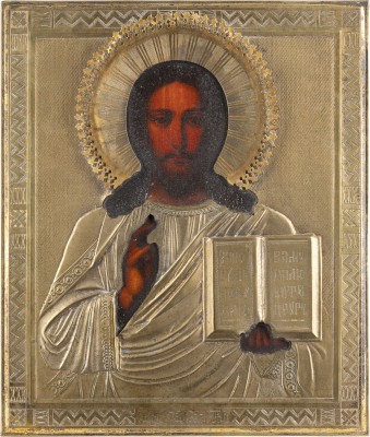 Auktion 138<br>IKONE MIT CHRISTUS PANTOKRATOR MIT OKLAD