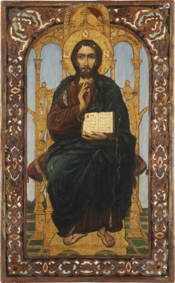 Auktion 138<br>GROSSE IKONE MIT DEM THRONENDEN CHRISTUS PANTOKRATOR