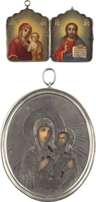 Bild BRUSTIKONE MIT DER GOTTESMUTTER VON TICHWIN MIT SILBER-OKLAD UND DIPTYCHON MIT DER GOTTESMUTTER VON KASAN UND CHRISTUS