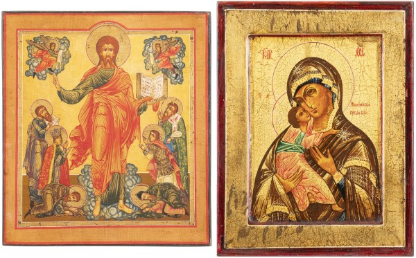 Auction 138<br>DREI IKONEN: GNADENBILDER DER GOTTESMUTTER UND CHRISTUS VON SMOLENSK
