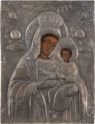 Auction 138<br>IKONE MIT DER GOTTESMUTTER HODEGETRIA MIT SILBER-OKLAD
