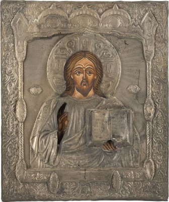 Auction 138<br>IKONE MIT CHRISTUS PANTOKRATOR MIT OKLAD