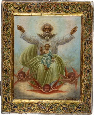 Auktion 138<br>KLEINE SIGNIERTE UND DATIERTE IKONE 'PATERNITAS' (VATERSCHAFT)