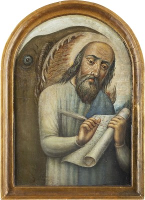 Auktion 138<br>GROSSFORMATIGE IKONE MIT DEM PROPHETEN JONA AUS EINER KIRCHEN-IKONOSTASE
