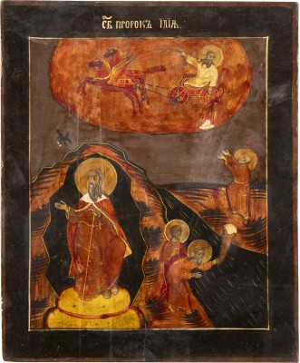 Auktion 138<br>IKONE MIT DEM PROPHETEN ELIAS UND SEINER FEURIGEN HIMMELFAHRT