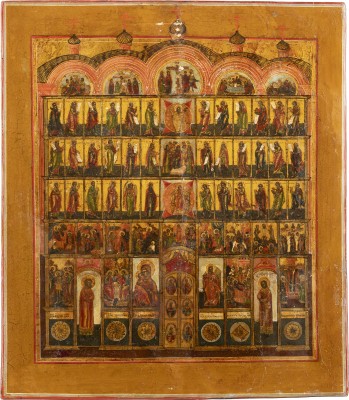 Auktion 138<br>FEINE IKONE MIT DER WIEDERGABE EINER KIRCHEN-IKONOSTASE